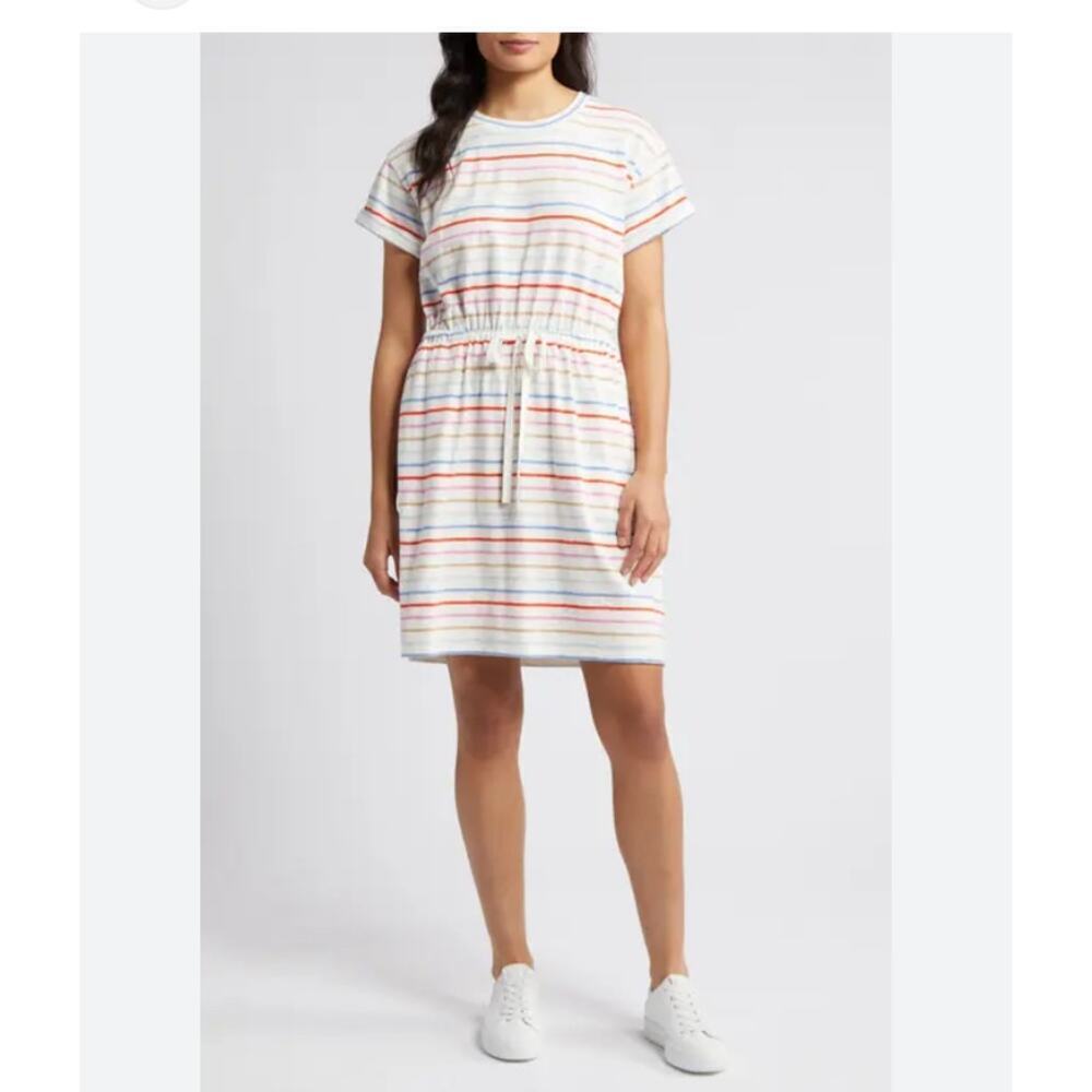 NWT Caslon Striped Tie Waist Short Sleeve Dress XL